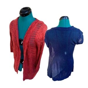 4/$15 Bundle of 3 Maurices S. Open Cardigan Hooded Orange 3/4 Length Blue